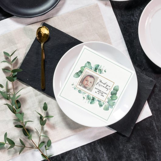 バプテスユーカリプスグリーンリー《キリスト教》洗礼式や命名式サンキューサンキュー スタンダードランチョンナプキン