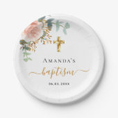 バプテスユーカリプトゥピンクフローラガールバラ金ゴールド ペーパープレート (正面)