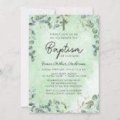 バプテスユーカリ水彩緑 招待状 (正面)