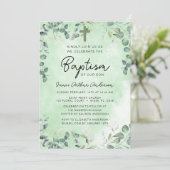 バプテスユーカリ水彩緑 招待状 (スタンド正面)