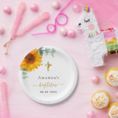 バプテスユーカリ素朴なヒマワリ少年の女の子 ペーパープレート (パーティー)