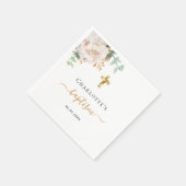 バプテスユーカリ緑のフローラ金ゴールドクロス スタンダードカクテルナプキン (角)