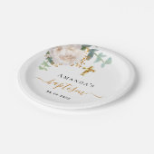 バプテスユーカリ緑のフローラ金ゴールドクロス ペーパープレート (アングル)