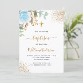 バプテスユーカリ緑の青い金ゴールドフローラ少年 招待状 (スタンド正面)