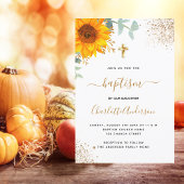 バプテスユーカリ緑ひまわり金ゴールド十字架 招待状