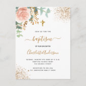 バプテスユーカリ緑バラ金ゴールドフローラ インビテーションポストカード (正面)