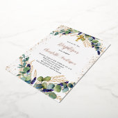 バプテスユーカリ緑金ゴールドグリッター 箔招待状 (回転した状態)