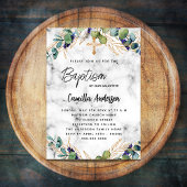 バプテスユーカリ緑金ゴールド大理石 インビテーションポストカード