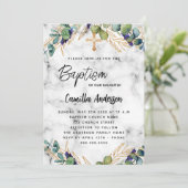 バプテスユーカリ緑金ゴールド大理石 招待状 (スタンド正面)