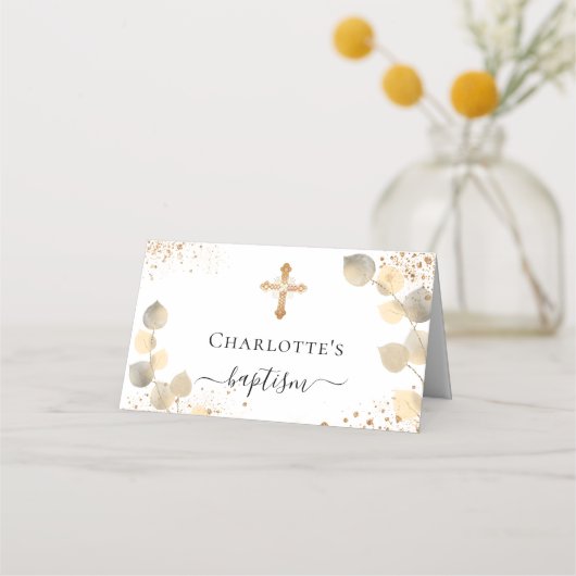 バプテスユーカリ黄金グリッターキラキラ プレイスカード (裏面)