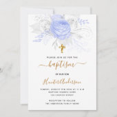 バプテスライトブルー花模様ボーイエレガントホワイト 招待状 (正面)