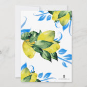 バプテスレモンの葉の宗教的な青イタリアン色 招待状 (裏面)