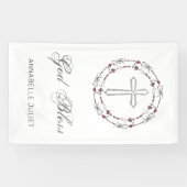 バプテパーソナライズされたィスマ神ブレスキリスト教十字架  横断幕 (横)