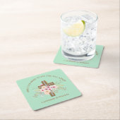 バプテパーソナライズされたィス&《キリスト教》洗礼式や命名式フローラクロス スクエアペーパーコースター (インサイチュ)