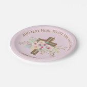 バプテパーソナライズされたィス&《キリスト教》洗礼式や命名式フローラクロス ペーパープレート (アングル)