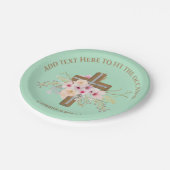 バプテパーソナライズされたィス&《キリスト教》洗礼式や命名式フローラクロス ペーパープレート (アングル)