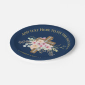 バプテパーソナライズされたィス&《キリスト教》洗礼式や命名式フローラクロス ペーパープレート (アングル)