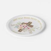 バプテパーソナライズされたィス&《キリスト教》洗礼式や命名式フローラクロス ペーパープレート (アングル)