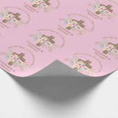 バプテパーソナライズされたィス&《キリスト教》洗礼式や命名式フローラクロス ラッピングペーパー (角)