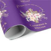 バプテパーソナライズされたィス&《キリスト教》洗礼式や命名式フローラクロス ラッピングペーパー (ロールコーナー)