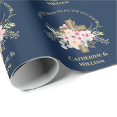 バプテパーソナライズされたィス&《キリスト教》洗礼式や命名式フローラクロス ラッピングペーパー (ロールコーナー)