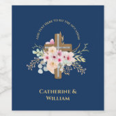 バプテパーソナライズされたィス&《キリスト教》洗礼式や命名式フローラクロス ワインラベル (シングルラベル)