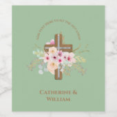 バプテパーソナライズされたィス&《キリスト教》洗礼式や命名式フローラクロス ワインラベル (シングルラベル)