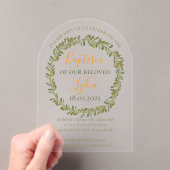 バプテパーソナライズされたスオリーブリース アクリル招待状 (インサイチュ (ポータブル))