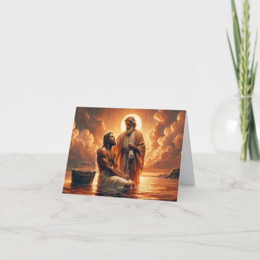 バプテパーソナライズされたス – イエスがヨハネからバプテスマを受けている カード (正面)