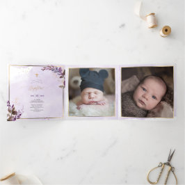 バプテメ・ナス・クールンヌ・デ・フェイラーゲ・アクアレル 三つ折り招待状