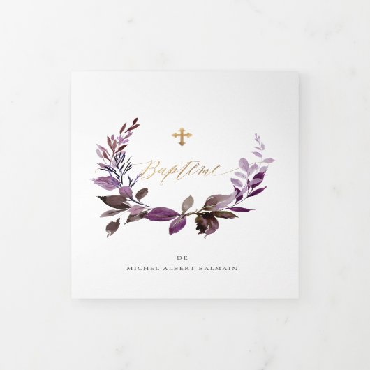 バプテメ・ナス・クールンヌ・デ・フェイラーゲ・アクアレル 三つ折り招待状 (カバー)