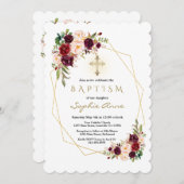 バプテモダンィスマのフローラ金ゴールドバーガンディマルサラ 招待状 (正面/裏面)