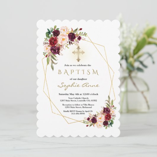 バプテモダンィスマのフローラ金ゴールドバーガンディマルサラ 招待状 (スタンド正面)