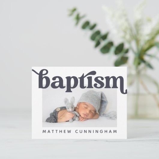 バプテモダンスはっきりしたシンプルの写真ありがとう 案内ポストカード (スタンド正面)