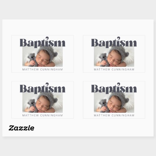 バプテモダンスはっきりしたシンプルの写真ありがとう 長方形シール (シート)