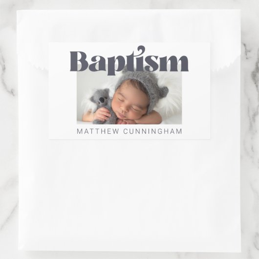 バプテモダンスはっきりしたシンプルの写真ありがとう 長方形シール (バッグ)