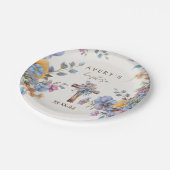 バプテモダンスマ青い水色クロスエレガント ペーパープレート (アングル)