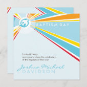 バプテモダンスユニークカラフル明るい鳩5平方 招待状 (正面/裏面)