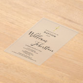 バプテモダンス《キリスト教》洗礼式や命名式金ゴールドクロス アクリル招待状 (レイダウン)