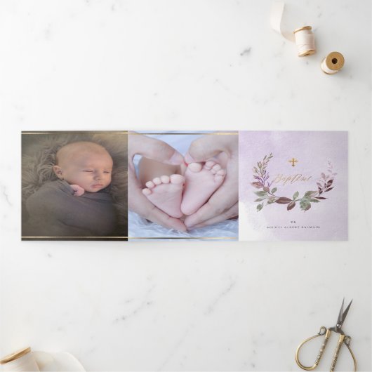 バプテーム,ラヴァンドレクールヌドゥフェイラーゲアクアレレ 三つ折り招待状 (外部)