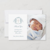 バプテ感謝していィスキミ青フローラ紋章 招待状 (正面)