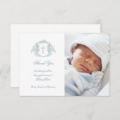 バプテ感謝していィスキミ青フローラ紋章 招待状 (正面/裏面)