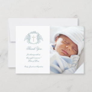 バプテ感謝していィスキミ青フローラ紋章 招待状