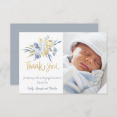 バプテ感謝していィス男の赤ちゃんブルー 招待状 (正面/裏面)