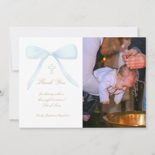 バプテ感謝していスの写真は青い弓 招待状 (正面)