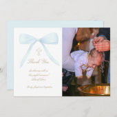 バプテ感謝していスの写真は青い弓 招待状 (正面/裏面)