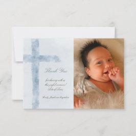 バプテ感謝していスは青モダンい十字架の招待 招待状