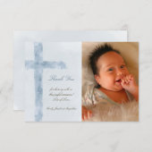 バプテ感謝していスは青モダンい十字架の招待 招待状 (正面/裏面)