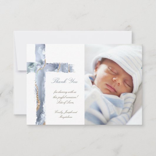 バプテ感謝していマスは青い十字架を塗る 招待状 (正面)