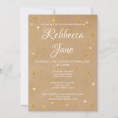 バプテ素朴ィス《キリスト教》洗礼式や命名式金ゴールドハート 招待状 (正面)